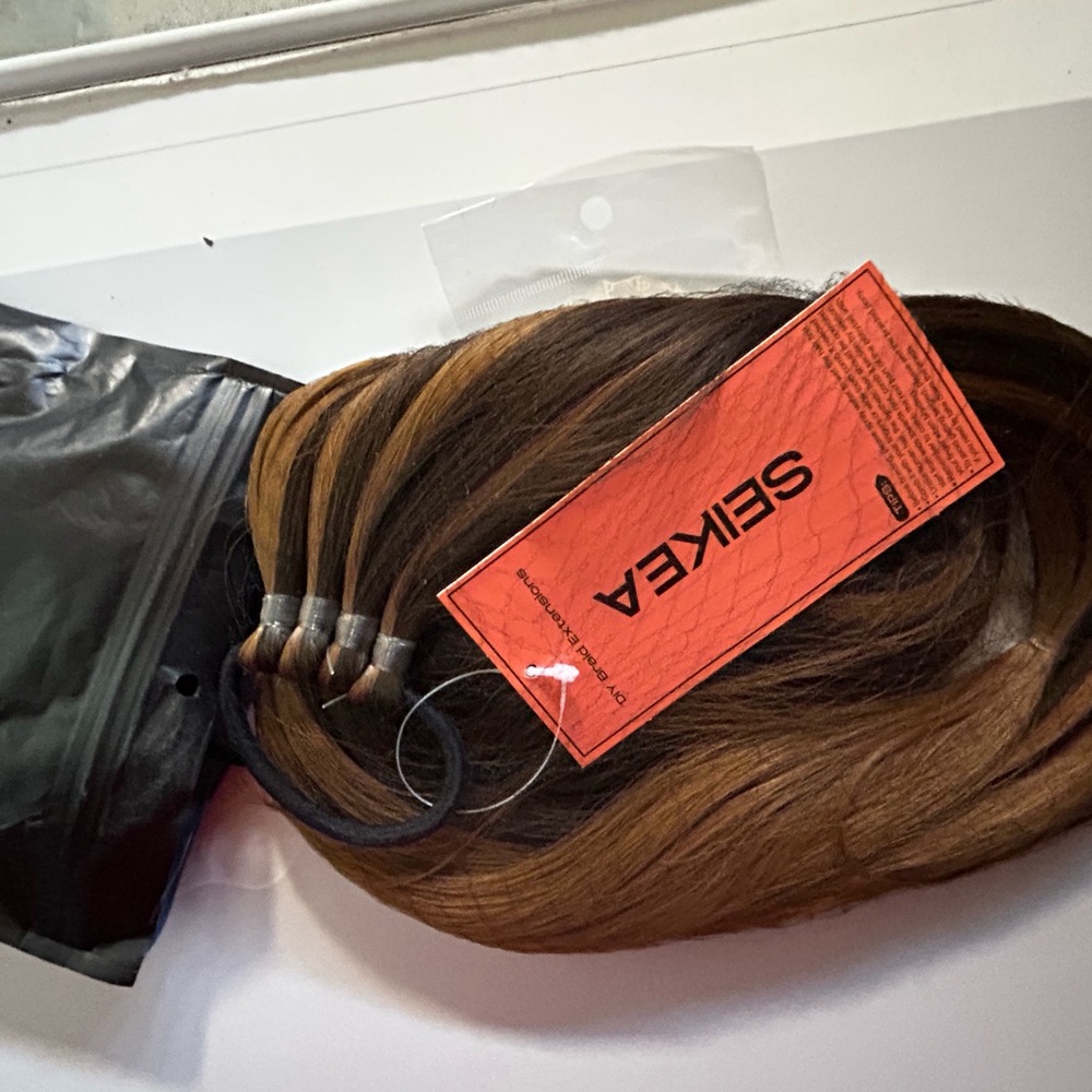 SEIKEA Braided Ponytail Extension Wrap Around Hair Chocolate Brown Blonde, 34 In
